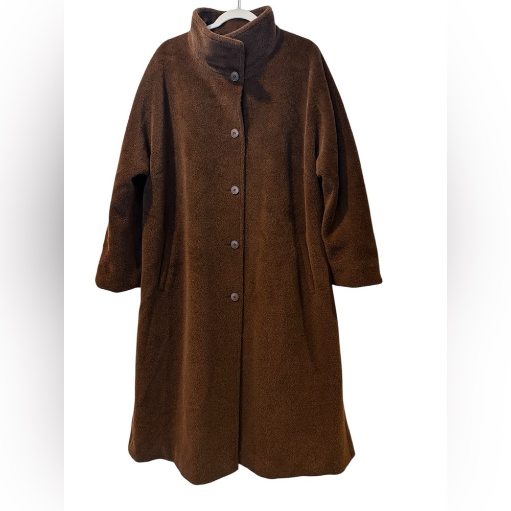 Hilary Radley Women's Vintage Long Brown Button Front Jacket